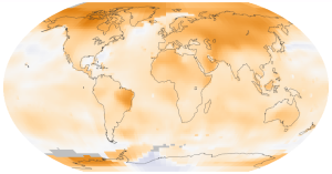 World map showing surface temperature trends (°C per decade) between 1950 and 2014. Source: NASA GISS